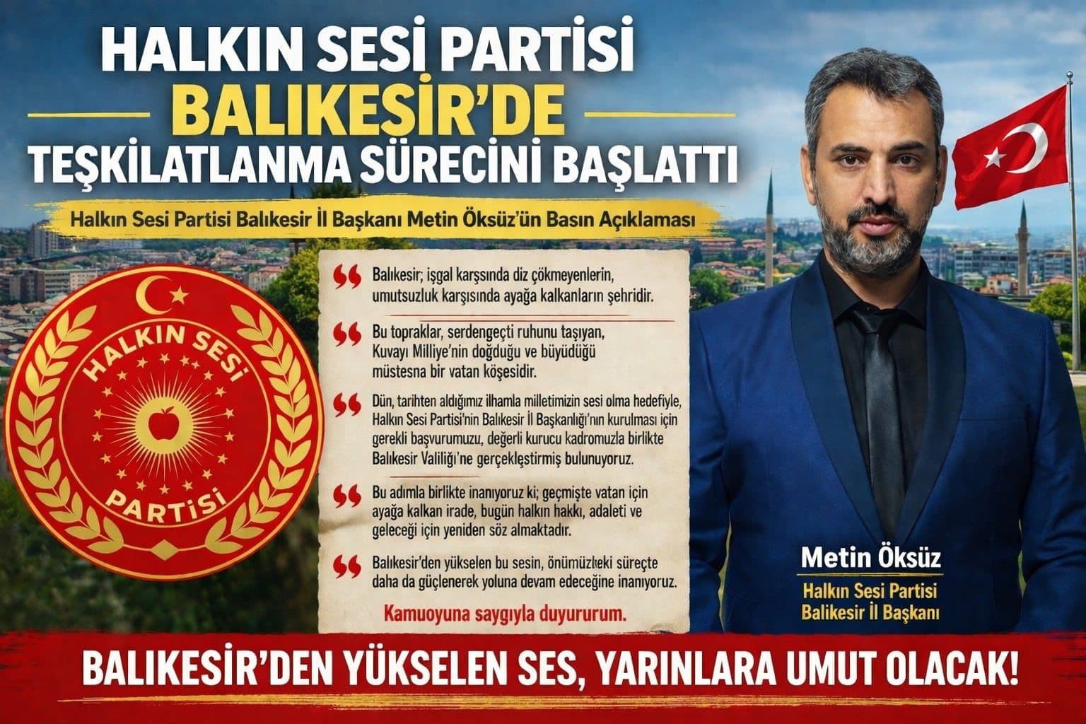 Halkın Sesi Partisi Balıkesir’de Teşkilatlanma Sürecini Başlattı