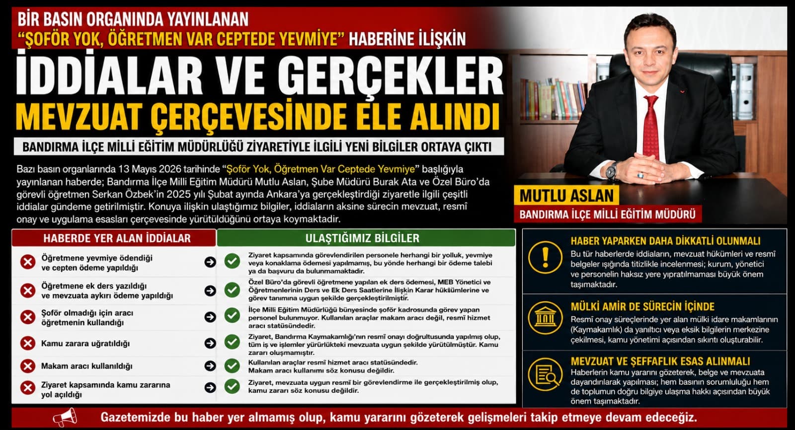 “Şoför Yok, Öğretmen Var Ceptede Yevmiye” Haberine Karşı Yeni Bilgiler