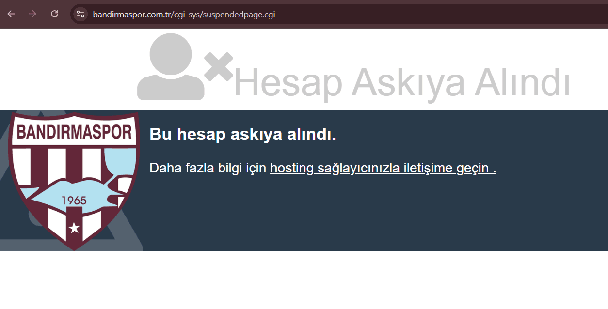 Bandırmaspor’un Resmi Sitesine Girenler Şaşkına Döndü