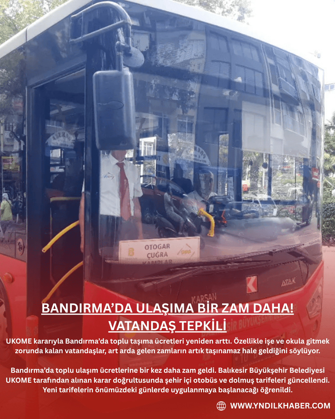 BANDIRMA’DA ULAŞIMA BİR ZAM DAHA! VATANDAŞ TEPKİLİ