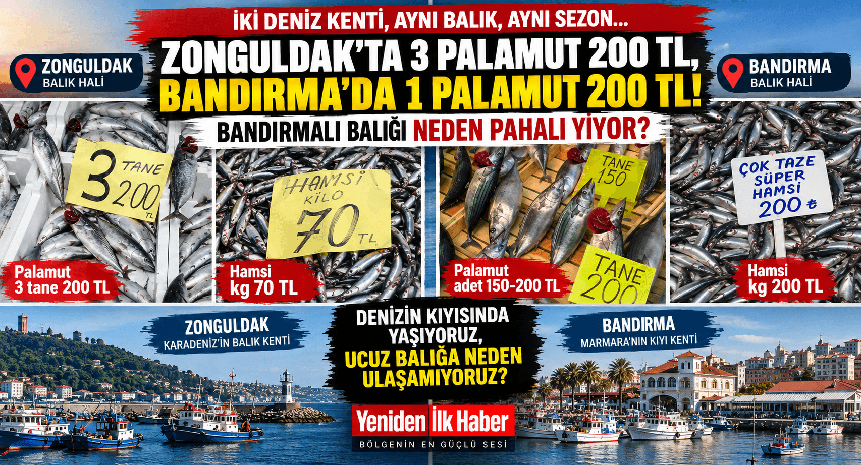 ZONGULDAK’TA 3 PALAMUT 200 TL, BANDIRMA’DA 1 PALAMUT 200 TL! BANDIRMALI BALIĞI NEDEN PAHALI YİYOR?